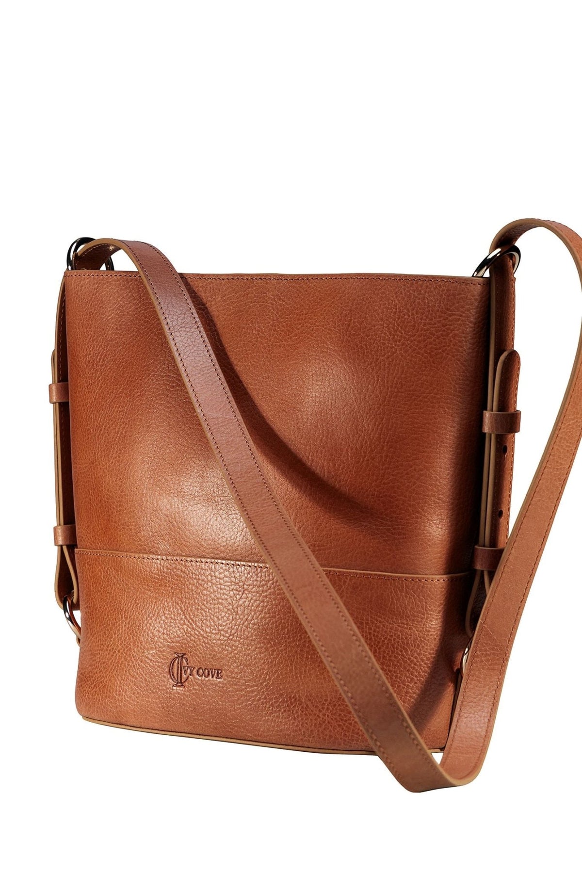 Solana Leather Bucket Bag - Saddle - Ivy Cove Montecito