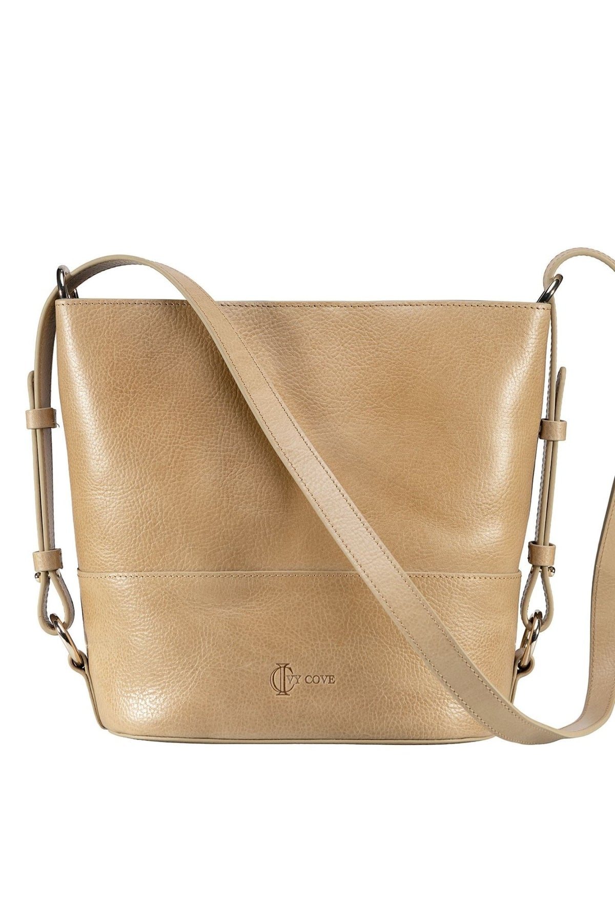 Solana Leather Bucket Bag - Sand - Ivy Cove Montecito