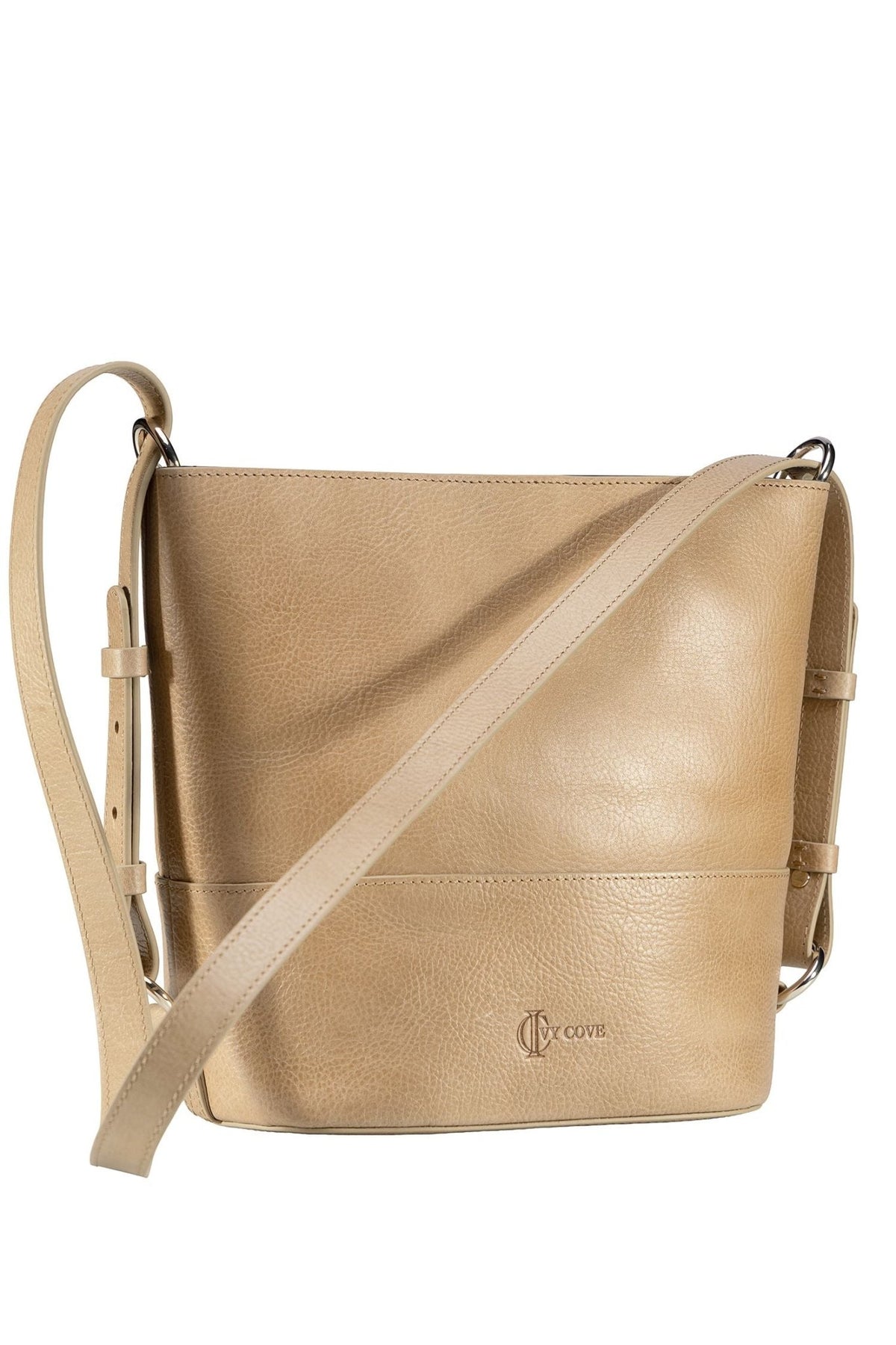Solana Leather Bucket Bag - Sand - Ivy Cove Montecito