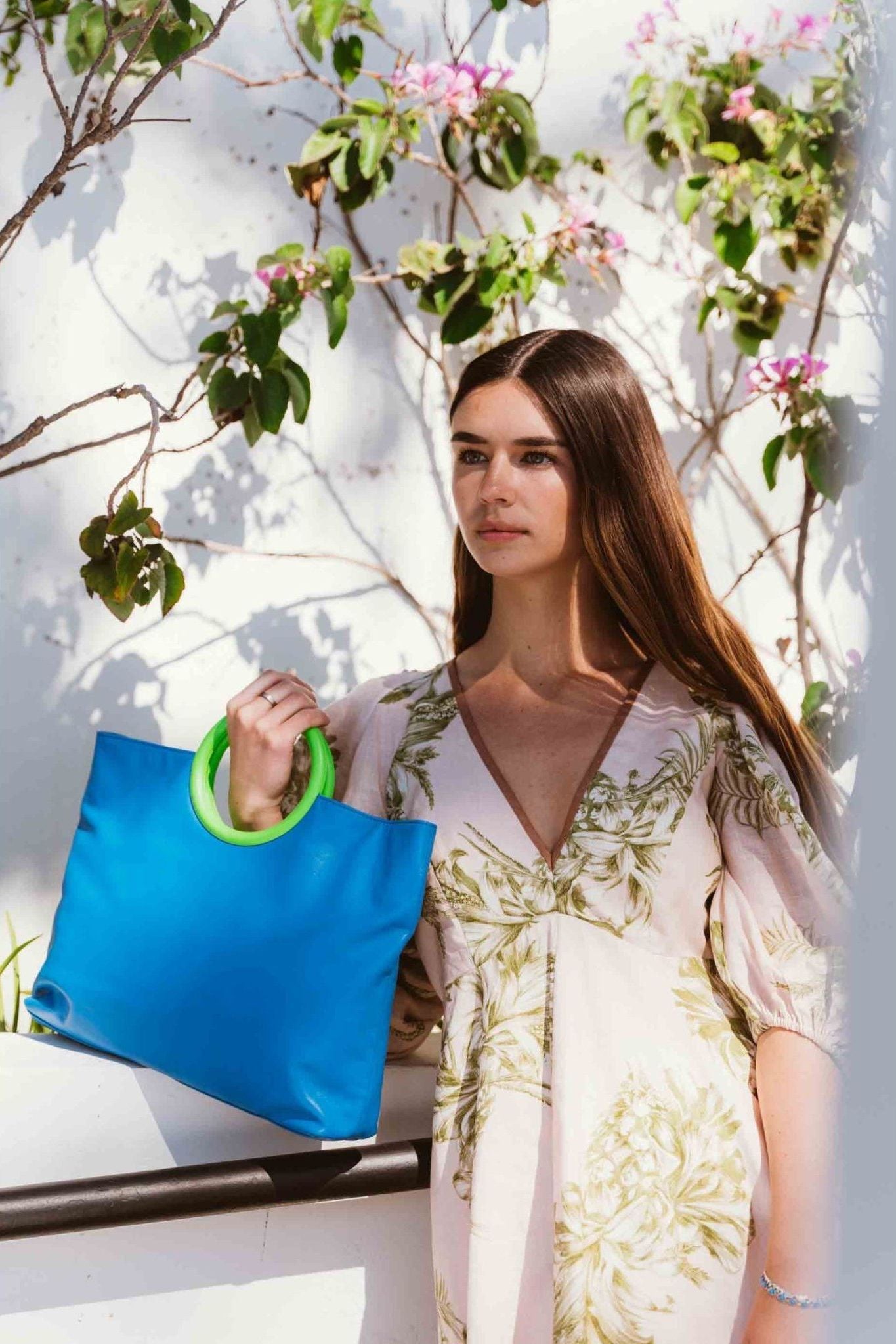 South Beach Leather Tote – Cobalt | Art Deco | Ivy Cove