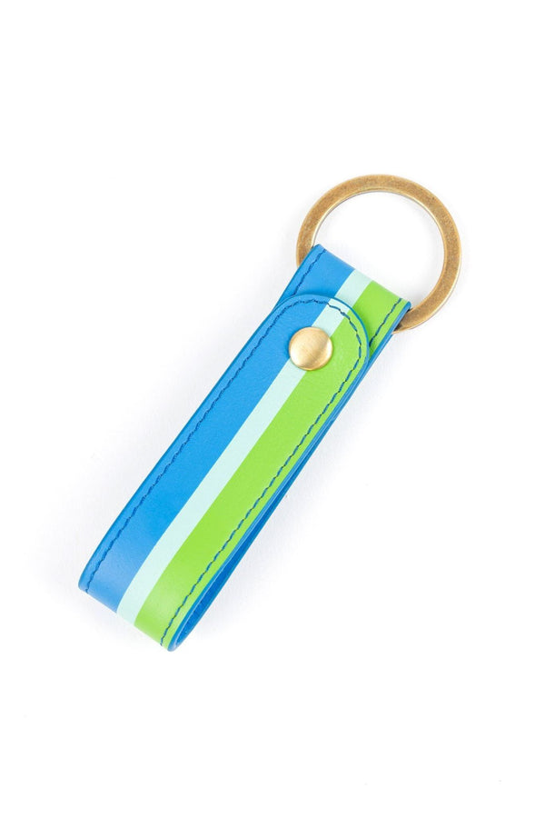 Longline Leather Key Fob – Cobalt Stripe