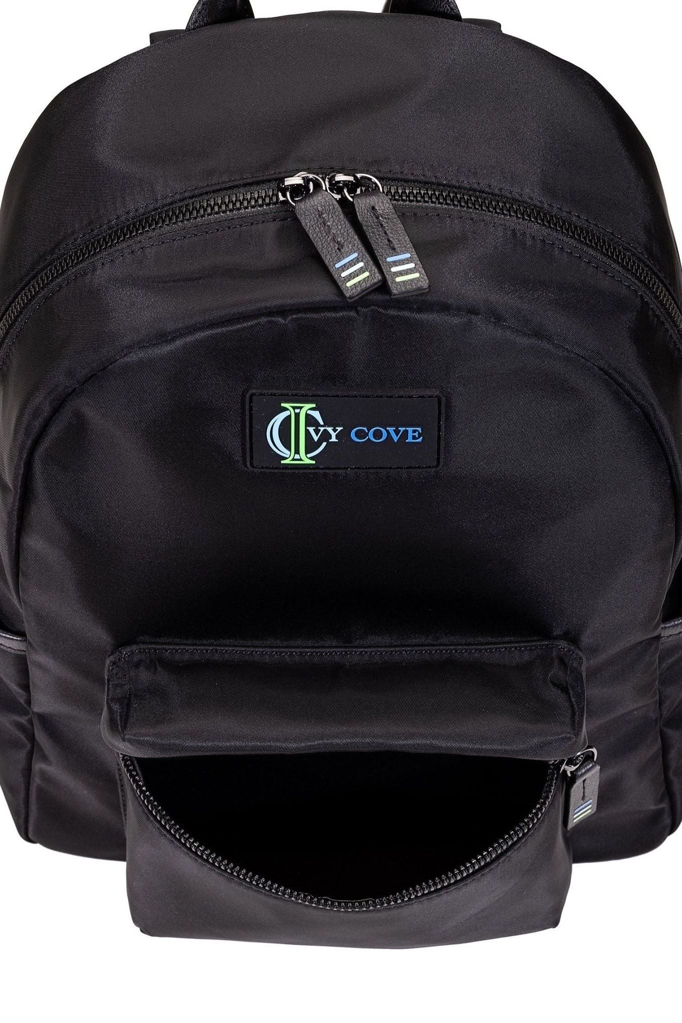 Interior of Nomad Backpack with zip pocket and padded laptop sleeve in recycled nylon.
