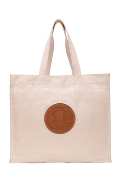 Terre Canvas Market Tote Bag – Leather Logo