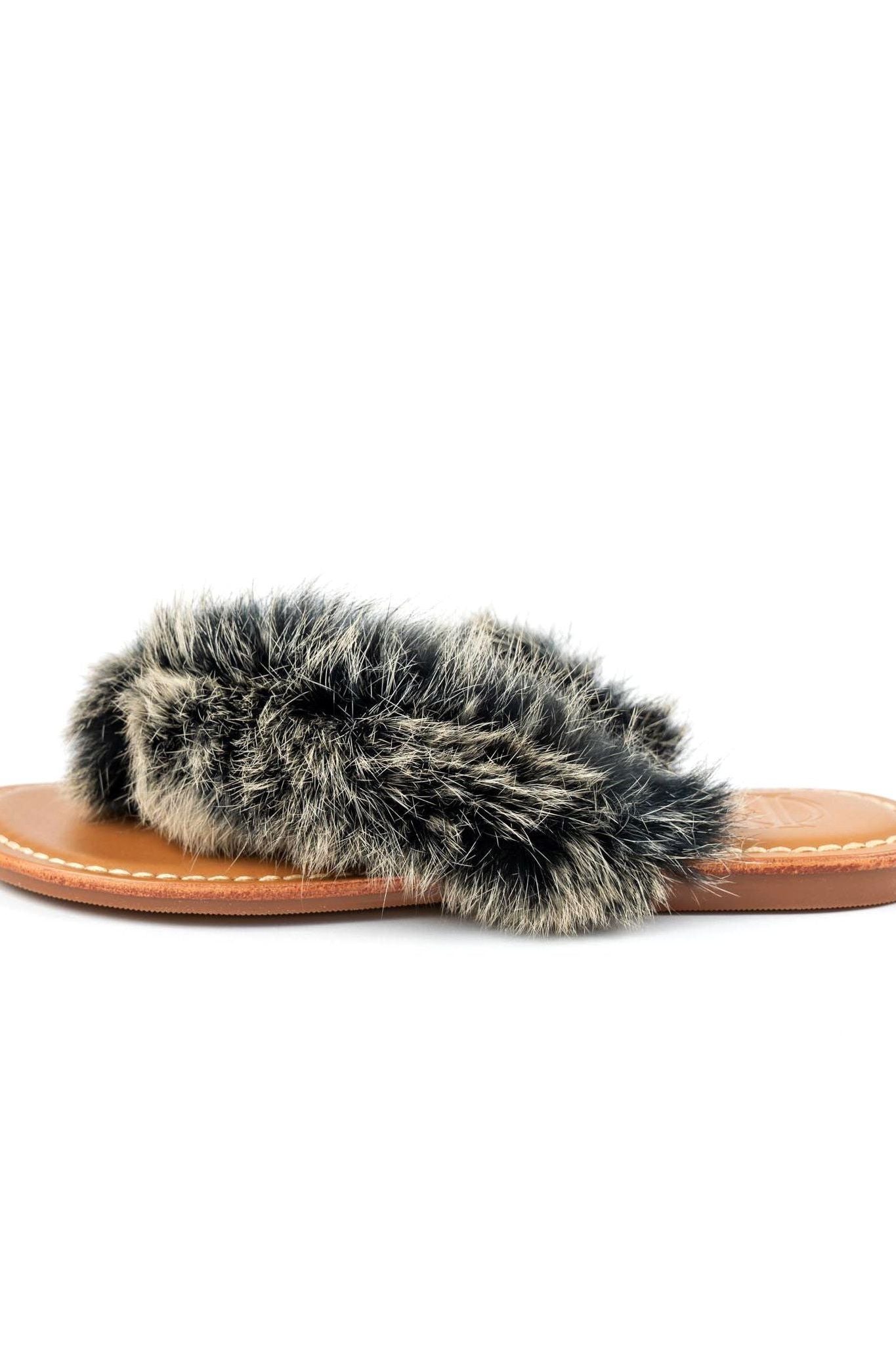 Ynez Rabbit Fur Sandal - Ivy Cove Montecito